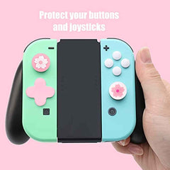 Nintendo Switch Dpad Button Caps, Switch Flower Thumb Grips, Switch Button Cap Compatible with Switch Joy-Cons