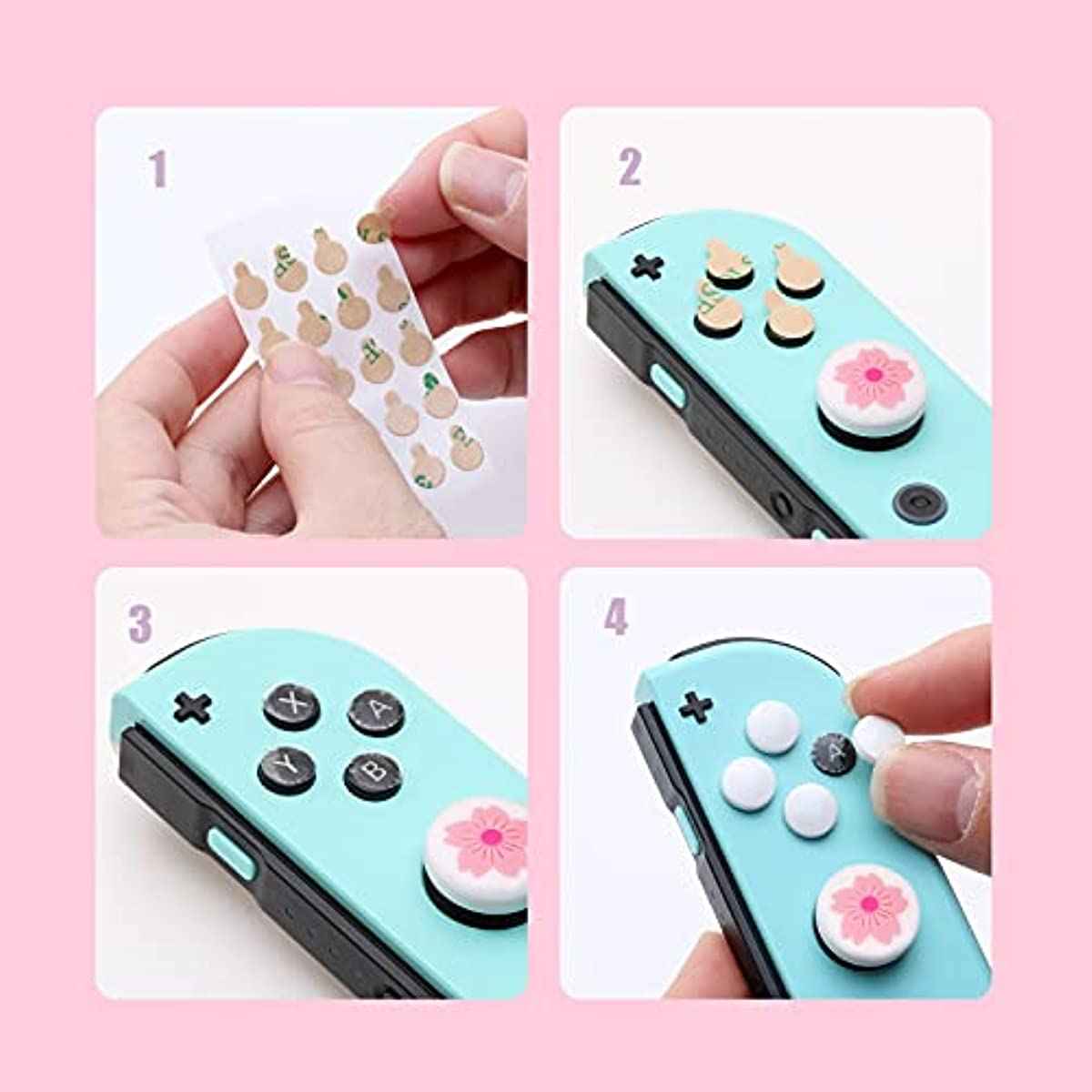 Nintendo Switch Dpad Button Caps, Switch Flower Thumb Grips, Switch Button Cap Compatible with Switch Joy-Cons