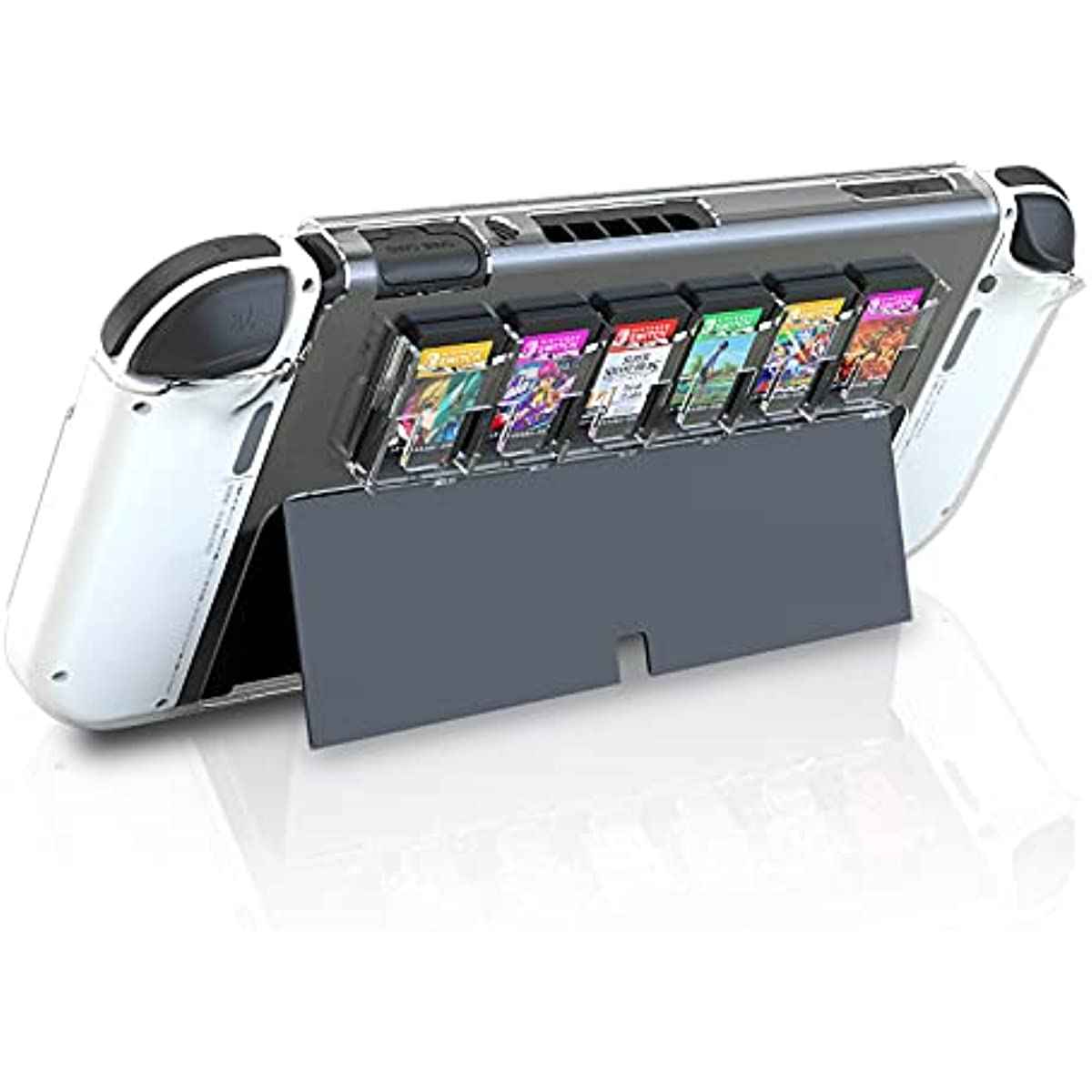 HEATFUN Switch OLED Case with Game Storage, Clear Switch OLED Hard Protective Case ( for 6 games) - Switch OLED Accessories