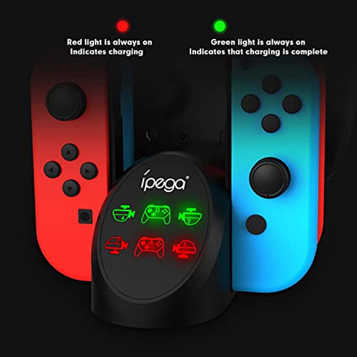 Charging Dock for Nintendo Switch, Charging Station for Nintendo Switch Joy Cons and Nintendo Switch Pro Controllers with LED Indicator