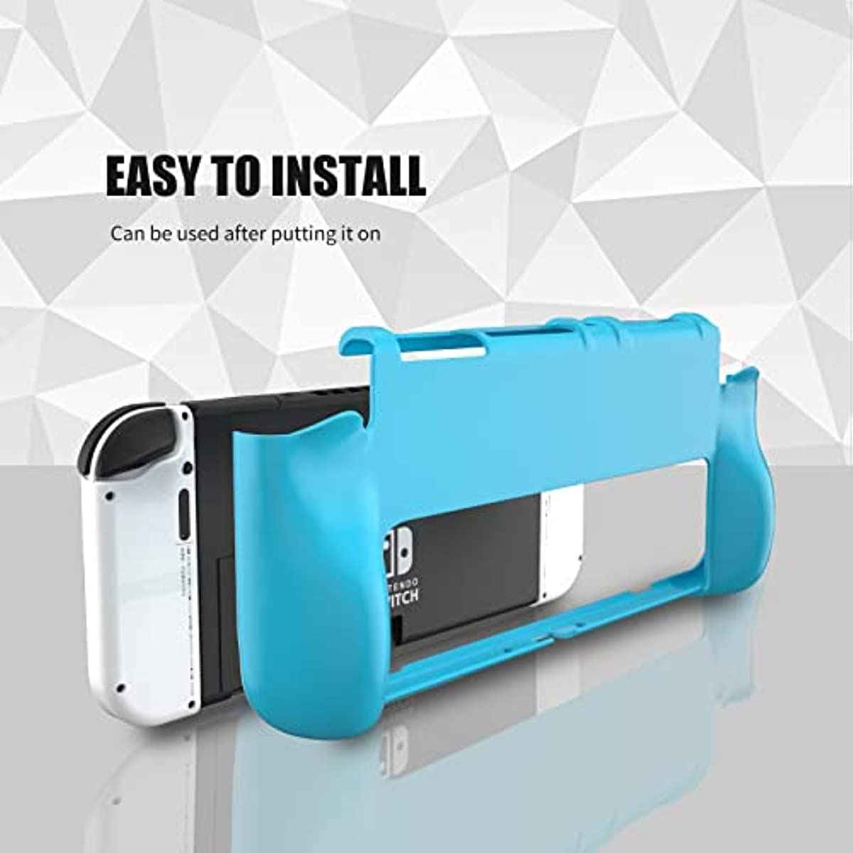 HEATFUN Switch OLED Dockable Case, Switch OLED Protective Case Blue, Switch OLED TPU Grip Cover