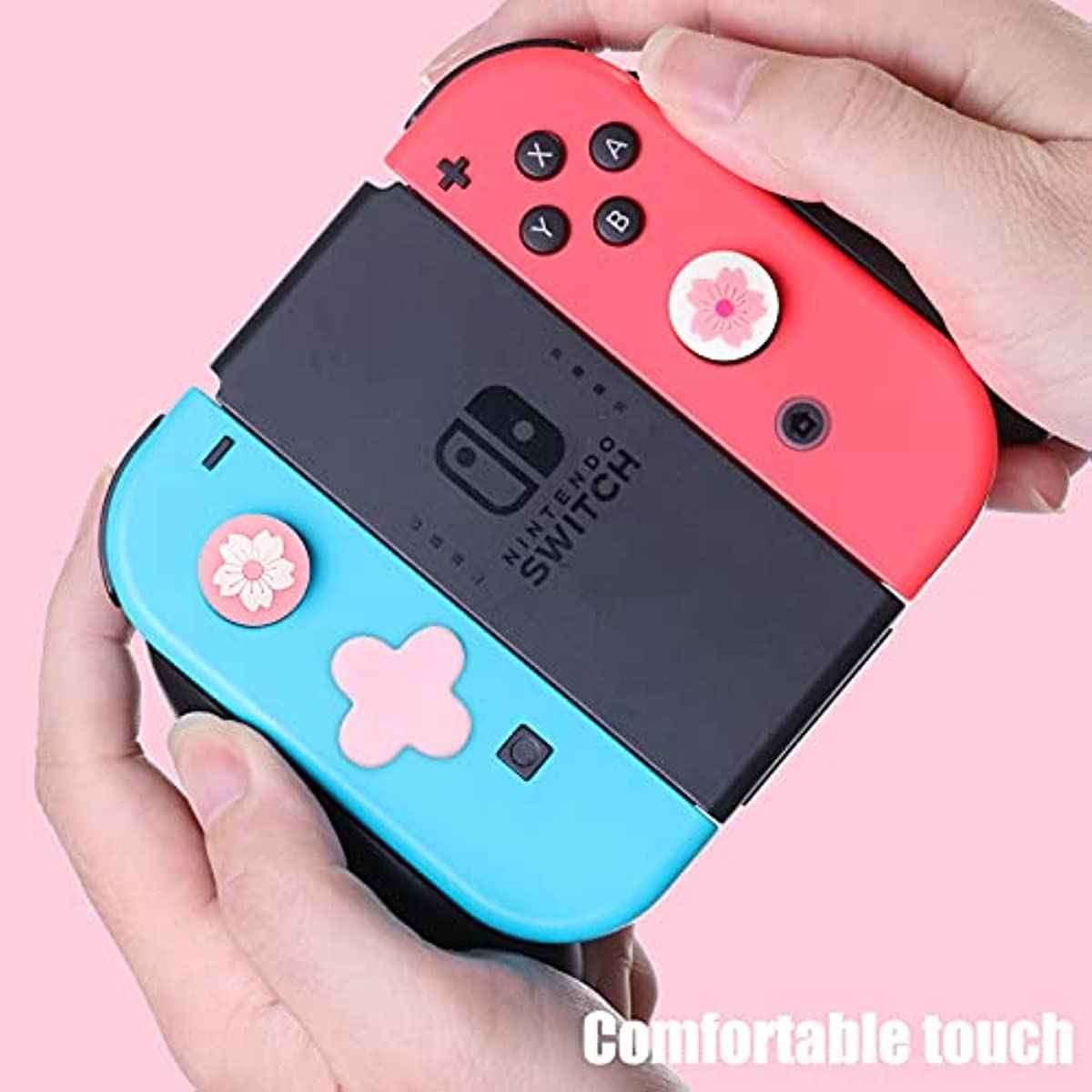 Nintendo Switch Dpad Button Caps, Switch Flower Thumb Grips, Switch Button Cap Compatible with Switch Joy-Cons