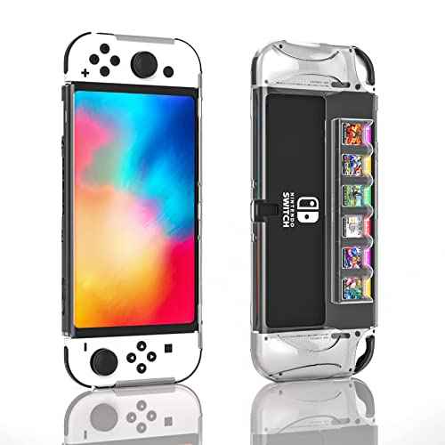 HEATFUN Switch OLED Case, Switch OLED Protective Cover with 6 Game Card Slots, Switch OLED Hard Shell Grip Case