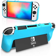 HEATFUN Switch OLED Dockable Case, Switch OLED Protective Case Blue, Switch OLED TPU Grip Cover