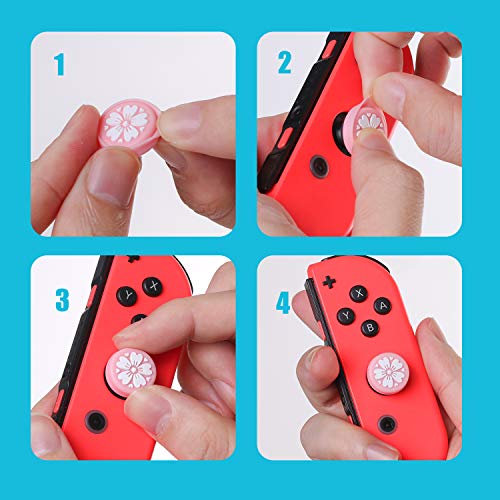 Cute Switch Thumb Grips, Soft and Comfortable Switch Flower Thumb Grips, OLED Switch Thumb Grips