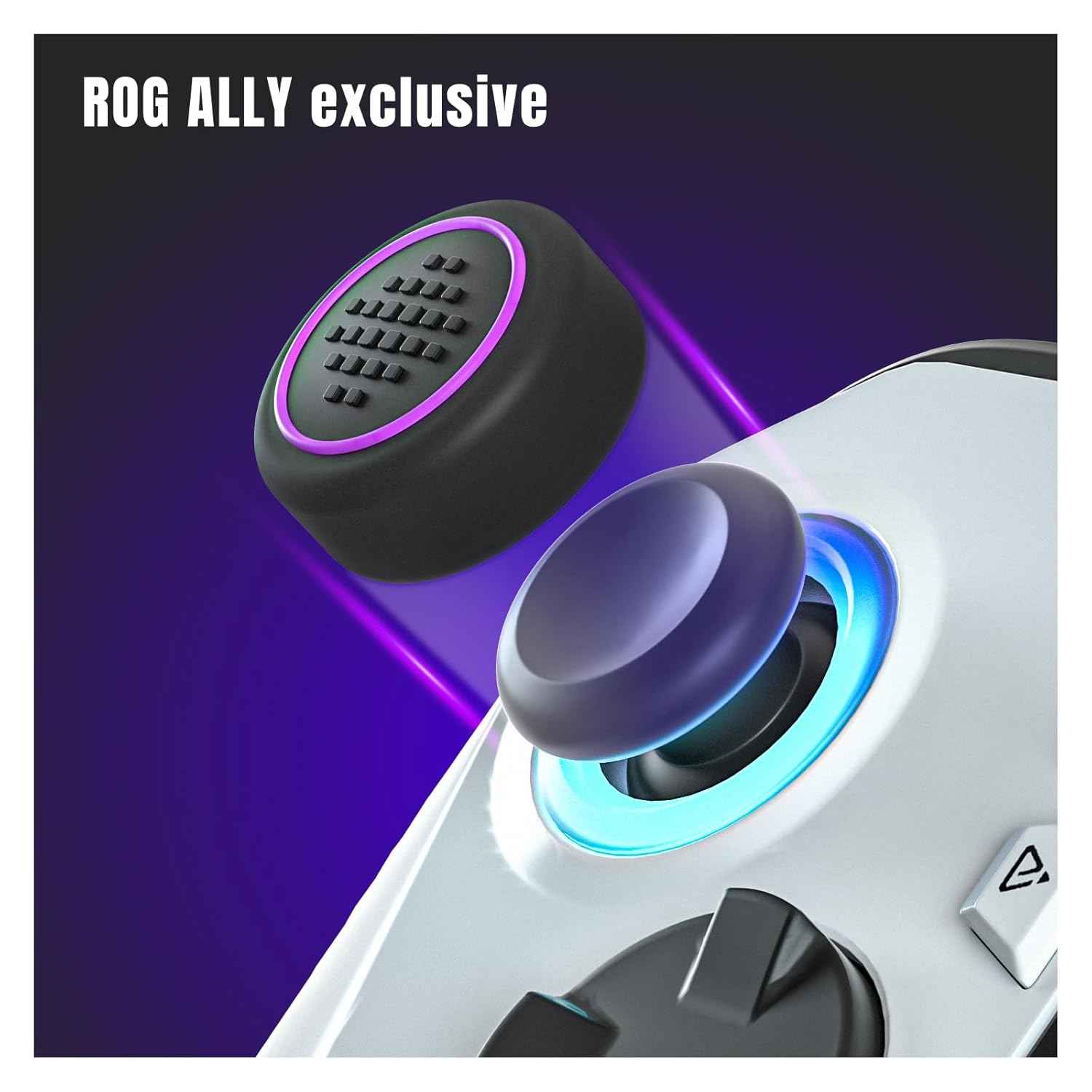 HEATFUN ASUS ROG Ally Thumb Grip Caps, Soft Silicone Joystick Cover Compatible with ASUS ROG Ally - PurpleBlack