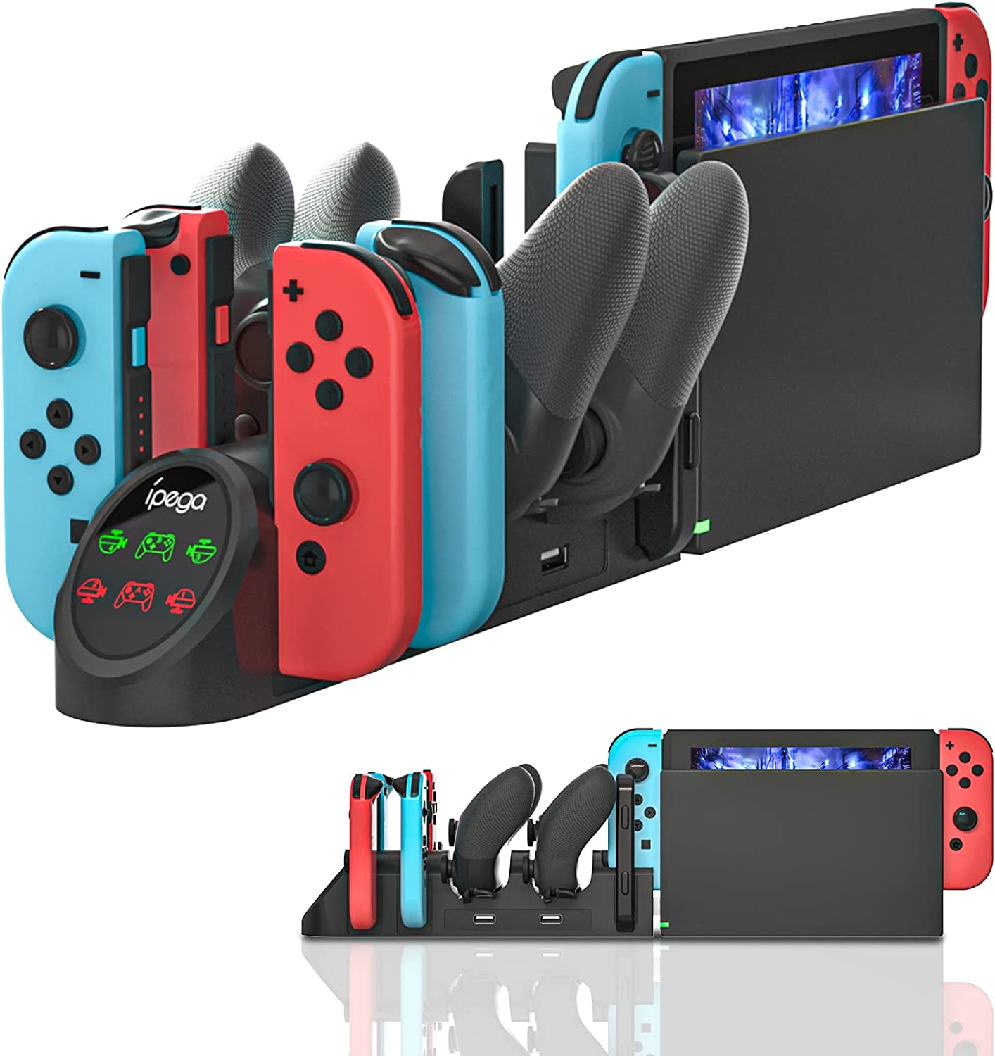 Charging Dock for Nintendo Switch, Charging Station for Nintendo Switch Joy Cons and Nintendo Switch Pro Controllers with LED Indicator