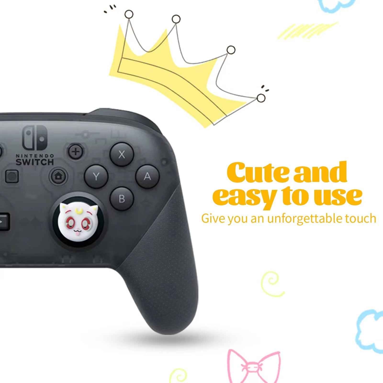 Moon Cat Thumb Grips Compatible with Playstation PS5 PS4 Switch Pro Controllers