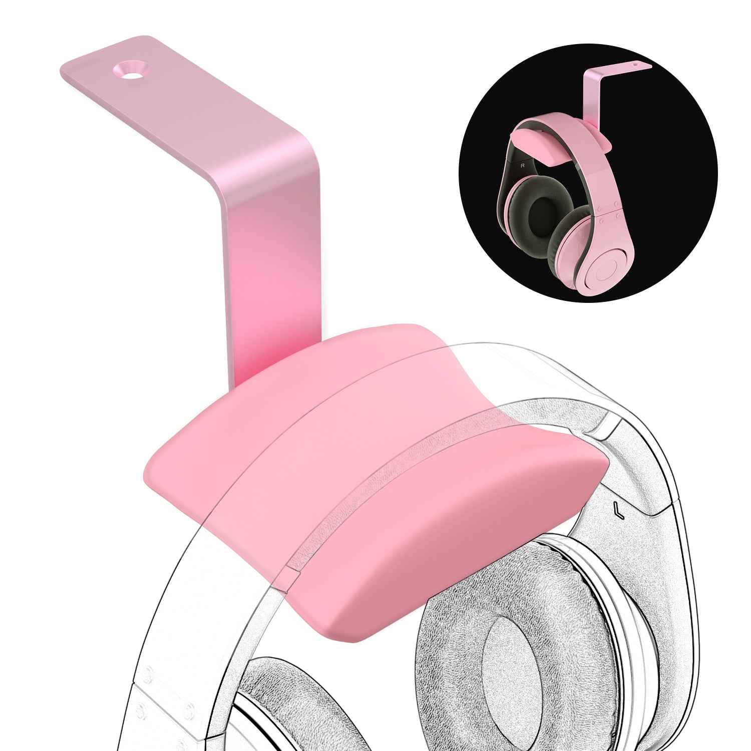 Headset Stand Pink, Headphone Holder for Desk, Gaming Desk Accessories