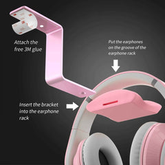 Headset Stand Pink, Headphone Holder for Desk, Gaming Desk Accessories