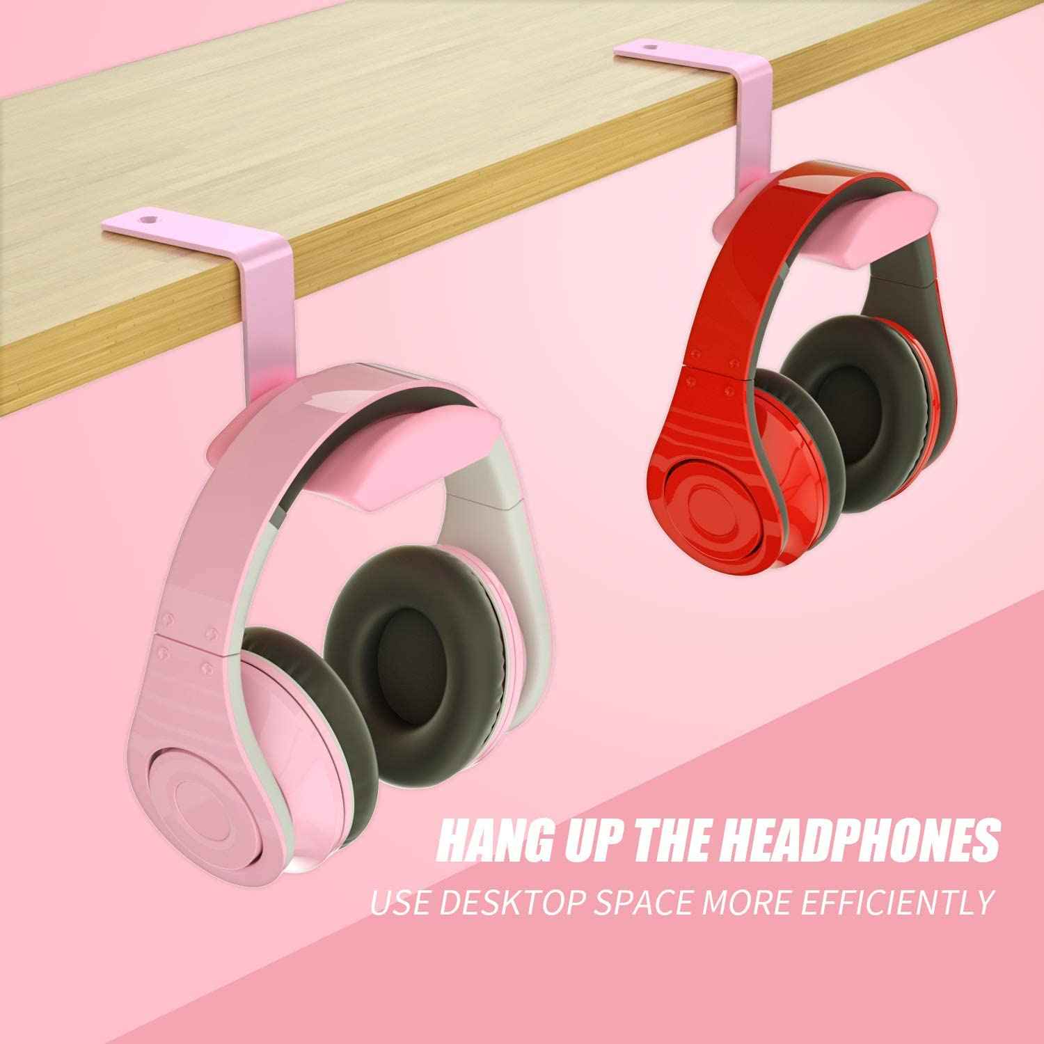 Headset Stand Pink, Headphone Holder for Desk, Gaming Desk Accessories