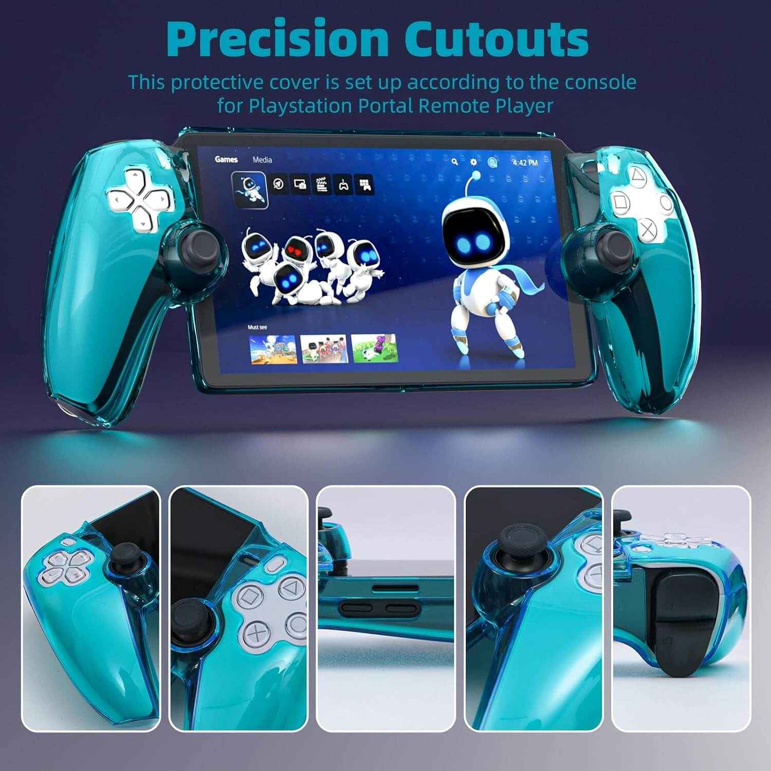 HEATFUN PS Portal Protective Case, Hard Cover Case for PlayStation Portal Remote Player, Shockproof Protective Cover - Blue