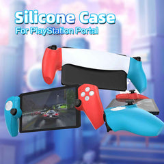 HEATFUN Silicone Grip for Playstation Portal Remote Player, Playstation Portal Remote Player Protective Silicone Case - Blue and Red