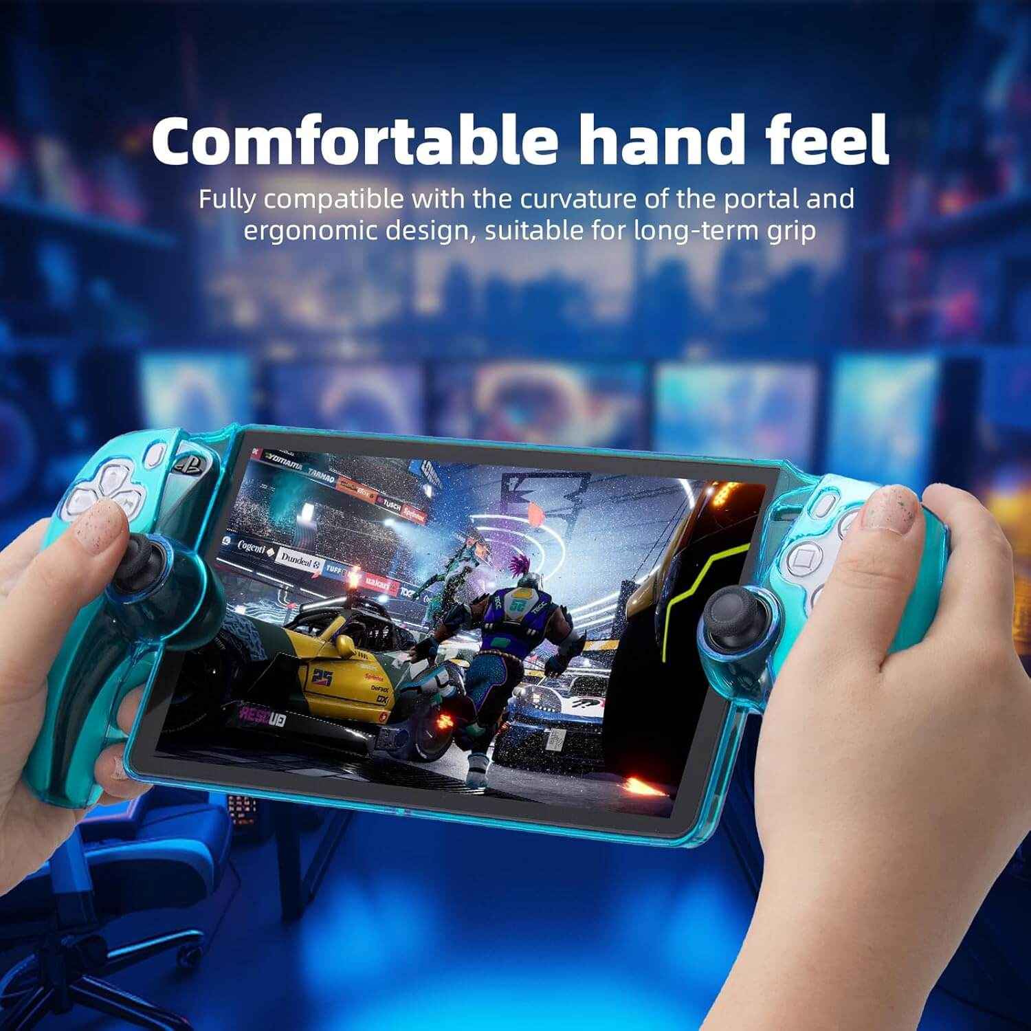 HEATFUN PS Portal Protective Case, Hard Cover Case for PlayStation Portal Remote Player, Shockproof Protective Cover - Blue