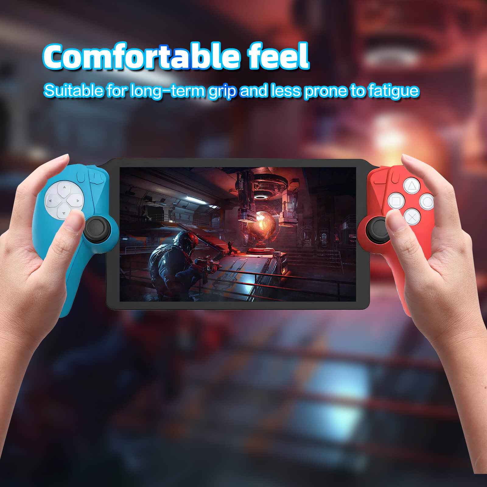 HEATFUN Silicone Grip for Playstation Portal Remote Player, Playstation Portal Remote Player Protective Silicone Case - Blue and Red